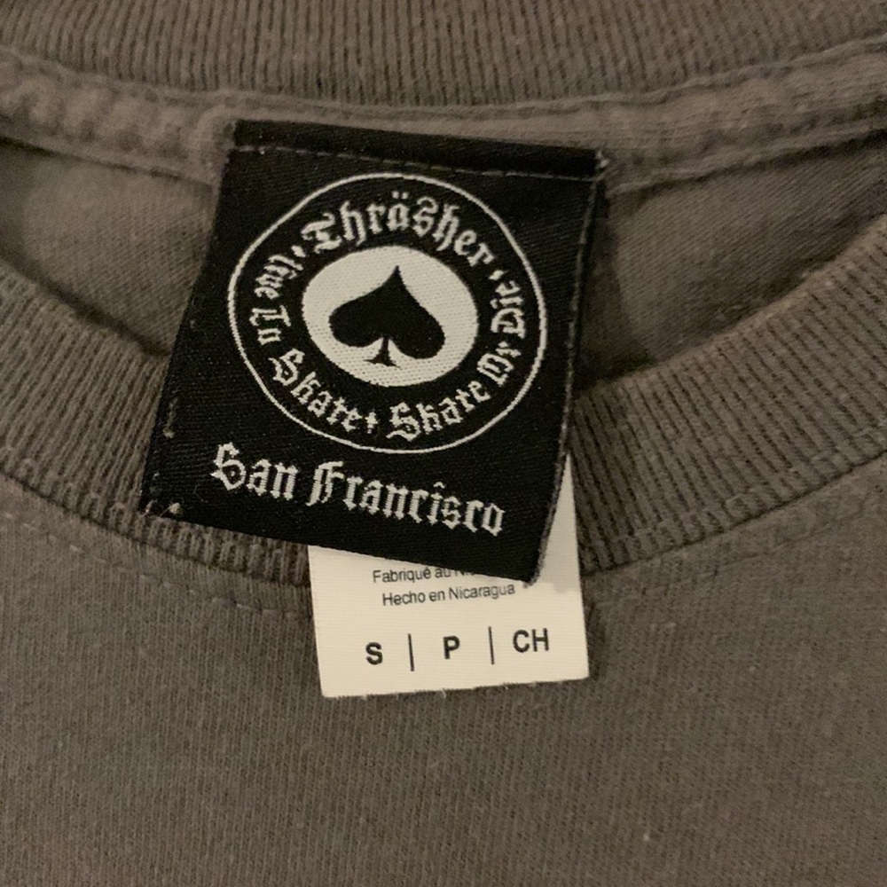 Grey Mens Thrasher Tee (Small) - Picture 3 of 4